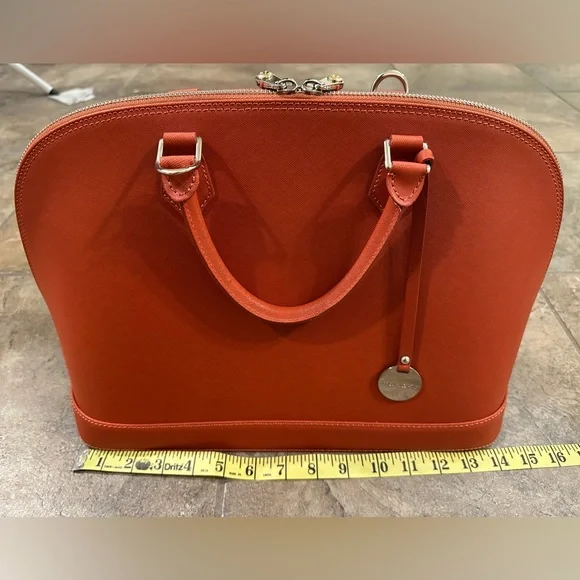 Pulicati Orange Brown Genuine Italian Leather Alma Bag Purse - Picture 5 of 6